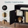 imageBest Choice Products Rattan Sideboard Buffet Cabinet Entryway Table Accent Storage Cabinet Console Table for Hallway Living Room Dining Room  BrownBlack