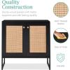 imageBest Choice Products Rattan Sideboard Buffet Cabinet Entryway Table Accent Storage Cabinet Console Table for Hallway Living Room Dining Room  BrownBlack
