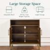imageBest Choice Products Rattan Sideboard Buffet Cabinet Entryway Table Accent Storage Cabinet Console Table for Hallway Living Room Dining Room  BrownBrown