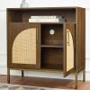 imageBest Choice Products Rattan Sideboard Buffet Cabinet Entryway Table Accent Storage Cabinet Console Table for Hallway Living Room Dining Room  BrownBrown
