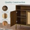 imageBest Choice Products Rattan Sideboard Buffet Cabinet Entryway Table Accent Storage Cabinet Console Table for Hallway Living Room Dining Room  BrownBrown