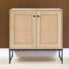 imageBest Choice Products Rattan Sideboard Buffet Cabinet Entryway Table Accent Storage Cabinet Console Table for Hallway Living Room Dining Room  BrownNatural