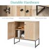 imageBest Choice Products Rattan Sideboard Buffet Cabinet Entryway Table Accent Storage Cabinet Console Table for Hallway Living Room Dining Room  BrownNatural
