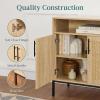 imageBest Choice Products Rattan Sideboard Buffet Cabinet Entryway Table Accent Storage Cabinet Console Table for Hallway Living Room Dining Room  BrownNatural