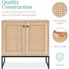 imageBest Choice Products Rattan Sideboard Buffet Cabinet Entryway Table Accent Storage Cabinet Console Table for Hallway Living Room Dining Room  BrownNatural