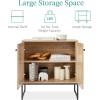 imageBest Choice Products Rattan Sideboard Buffet Cabinet Entryway Table Accent Storage Cabinet Console Table for Hallway Living Room Dining Room  BrownNatural