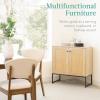 imageBest Choice Products Rattan Sideboard Buffet Cabinet Entryway Table Accent Storage Cabinet Console Table for Hallway Living Room Dining Room  BrownNatural