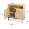 imageBest Choice Products Rattan Sideboard Buffet Cabinet Entryway Table Accent Storage Cabinet Console Table for Hallway Living Room Dining Room  BrownNatural