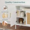 imageBest Choice Products Rattan Sideboard Buffet Cabinet Entryway Table Accent Storage Cabinet Console Table for Hallway Living Room Dining Room  BrownWhite