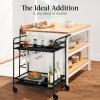 imageBest Choice Products Rolling Bar Cart Mobile Home Bar Serving Cart Serving Station w 2 Tier Shelves Wine Rack Lockable Wheels  PeacockBlack