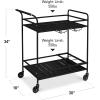 imageBest Choice Products Rolling Bar Cart Mobile Home Bar Serving Cart Serving Station w 2 Tier Shelves Wine Rack Lockable Wheels  PeacockBlack