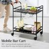 imageBest Choice Products Rolling Bar Cart Mobile Home Bar Serving Cart Serving Station w 2 Tier Shelves Wine Rack Lockable Wheels  PeacockBlack