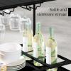 imageBest Choice Products Rolling Bar Cart Mobile Home Bar Serving Cart Serving Station w 2 Tier Shelves Wine Rack Lockable Wheels  PeacockBlack