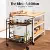 imageBest Choice Products Rolling Bar Cart Mobile Home Bar Serving Cart Serving Station w 2 Tier Shelves Wine Rack Lockable Wheels  PeacockBrown