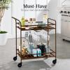 imageBest Choice Products Rolling Bar Cart Mobile Home Bar Serving Cart Serving Station w 2 Tier Shelves Wine Rack Lockable Wheels  PeacockBrown