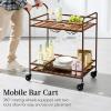 imageBest Choice Products Rolling Bar Cart Mobile Home Bar Serving Cart Serving Station w 2 Tier Shelves Wine Rack Lockable Wheels  PeacockBrown
