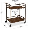 imageBest Choice Products Rolling Bar Cart Mobile Home Bar Serving Cart Serving Station w 2 Tier Shelves Wine Rack Lockable Wheels  PeacockBrown