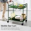 imageBest Choice Products Rolling Bar Cart Mobile Home Bar Serving Cart Serving Station w 2 Tier Shelves Wine Rack Lockable Wheels  PeacockDeep Green