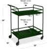 imageBest Choice Products Rolling Bar Cart Mobile Home Bar Serving Cart Serving Station w 2 Tier Shelves Wine Rack Lockable Wheels  PeacockDeep Green