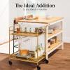 imageBest Choice Products Rolling Bar Cart Mobile Home Bar Serving Cart Serving Station w 2 Tier Shelves Wine Rack Lockable Wheels  PeacockGold