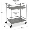 imageBest Choice Products Rolling Bar Cart Mobile Home Bar Serving Cart Serving Station w 2 Tier Shelves Wine Rack Lockable Wheels  PeacockGray