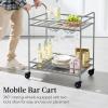 imageBest Choice Products Rolling Bar Cart Mobile Home Bar Serving Cart Serving Station w 2 Tier Shelves Wine Rack Lockable Wheels  PeacockGray