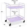imageBest Choice Products Rolling Bar Cart Mobile Home Bar Serving Cart Serving Station w 2 Tier Shelves Wine Rack Lockable Wheels  PeacockLavender