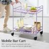 imageBest Choice Products Rolling Bar Cart Mobile Home Bar Serving Cart Serving Station w 2 Tier Shelves Wine Rack Lockable Wheels  PeacockLavender