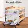 imageBest Choice Products Rolling Bar Cart Mobile Home Bar Serving Cart Serving Station w 2 Tier Shelves Wine Rack Lockable Wheels  PeacockLavender