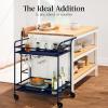 imageBest Choice Products Rolling Bar Cart Mobile Home Bar Serving Cart Serving Station w 2 Tier Shelves Wine Rack Lockable Wheels  PeacockNavy