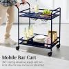 imageBest Choice Products Rolling Bar Cart Mobile Home Bar Serving Cart Serving Station w 2 Tier Shelves Wine Rack Lockable Wheels  PeacockNavy
