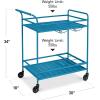 imageBest Choice Products Rolling Bar Cart Mobile Home Bar Serving Cart Serving Station w 2 Tier Shelves Wine Rack Lockable Wheels  PeacockPeacock