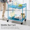imageBest Choice Products Rolling Bar Cart Mobile Home Bar Serving Cart Serving Station w 2 Tier Shelves Wine Rack Lockable Wheels  PeacockPeacock
