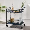 imageBest Choice Products Rolling Bar Cart Mobile Home Bar Serving Cart Serving Station w 2 Tier Shelves Wine Rack Lockable Wheels  PeacockPink