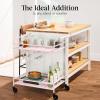 imageBest Choice Products Rolling Bar Cart Mobile Home Bar Serving Cart Serving Station w 2 Tier Shelves Wine Rack Lockable Wheels  PeacockPink