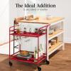 imageBest Choice Products Rolling Bar Cart Mobile Home Bar Serving Cart Serving Station w 2 Tier Shelves Wine Rack Lockable Wheels  PeacockRed
