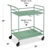 imageBest Choice Products Rolling Bar Cart Mobile Home Bar Serving Cart Serving Station w 2 Tier Shelves Wine Rack Lockable Wheels  PeacockSage