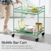 imageBest Choice Products Rolling Bar Cart Mobile Home Bar Serving Cart Serving Station w 2 Tier Shelves Wine Rack Lockable Wheels  PeacockSage