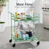 imageBest Choice Products Rolling Bar Cart Mobile Home Bar Serving Cart Serving Station w 2 Tier Shelves Wine Rack Lockable Wheels  PeacockSage