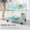 imageBest Choice Products Rolling Bar Cart Mobile Home Bar Serving Cart Serving Station w 2 Tier Shelves Wine Rack Lockable Wheels  PeacockTeal