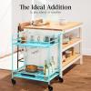 imageBest Choice Products Rolling Bar Cart Mobile Home Bar Serving Cart Serving Station w 2 Tier Shelves Wine Rack Lockable Wheels  PeacockTeal