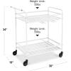 imageBest Choice Products Rolling Bar Cart Mobile Home Bar Serving Cart Serving Station w 2 Tier Shelves Wine Rack Lockable Wheels  PeacockWhite