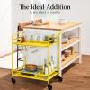imageBest Choice Products Rolling Bar Cart Mobile Home Bar Serving Cart Serving Station w 2 Tier Shelves Wine Rack Lockable Wheels  PeacockYellow
