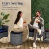 imageBest Choice Products Round Wicker Ottoman Multipurpose Outdoor Furniture for Patio Backyard Additional Seating Footrest Side Table wStorage Removable Cushions  BrownBeigeNaturalIvory