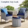 imageBest Choice Products Round Wicker Ottoman Multipurpose Outdoor Furniture for Patio Backyard Additional Seating Footrest Side Table wStorage Removable Cushions  BrownBeigeNaturalIvory