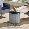 imageBest Choice Products Round Wicker Ottoman Multipurpose Outdoor Furniture for Patio Backyard Additional Seating Footrest Side Table wStorage Removable Cushions  BrownBeigeNaturalIvory