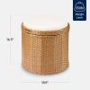 imageBest Choice Products Round Wicker Ottoman Multipurpose Outdoor Furniture for Patio Backyard Additional Seating Footrest Side Table wStorage Removable Cushions  BrownBeigeNaturalIvory