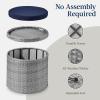 imageBest Choice Products Round Wicker Ottoman Multipurpose Outdoor Furniture for Patio Backyard Additional Seating Footrest Side Table wStorage Removable Cushions  BrownBeigeGrayNavy