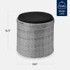 imageBest Choice Products Round Wicker Ottoman Multipurpose Outdoor Furniture for Patio Backyard Additional Seating Footrest Side Table wStorage Removable Cushions  BrownBeigeGrayBlack