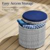 imageBest Choice Products Round Wicker Ottoman Multipurpose Outdoor Furniture for Patio Backyard Additional Seating Footrest Side Table wStorage Removable Cushions  BrownBeigeGrayNavy